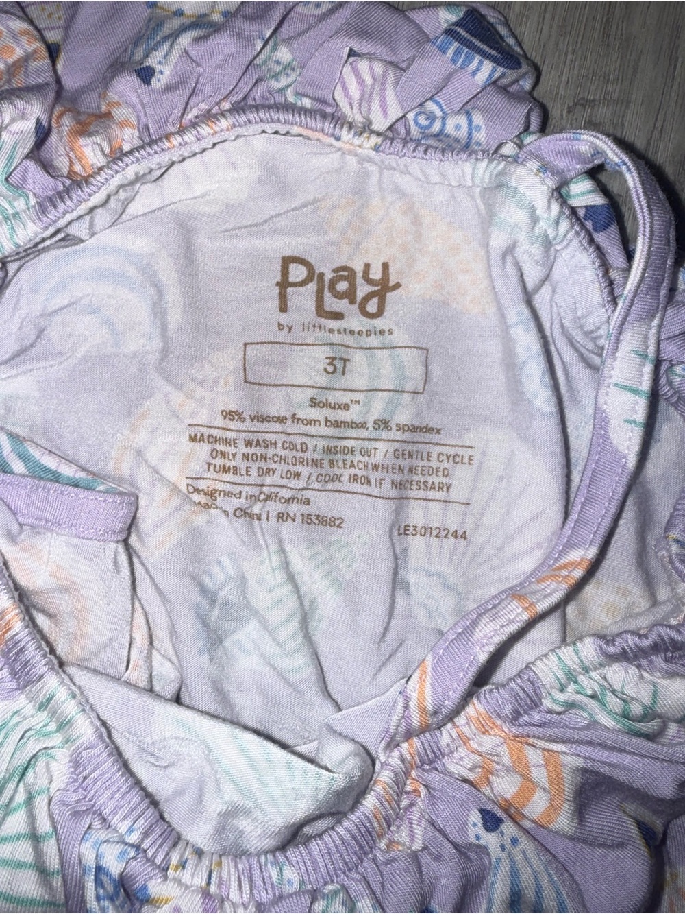 Little Sleepies Lavender Shell-Print One-Piece Romper - Picture 3 of 4